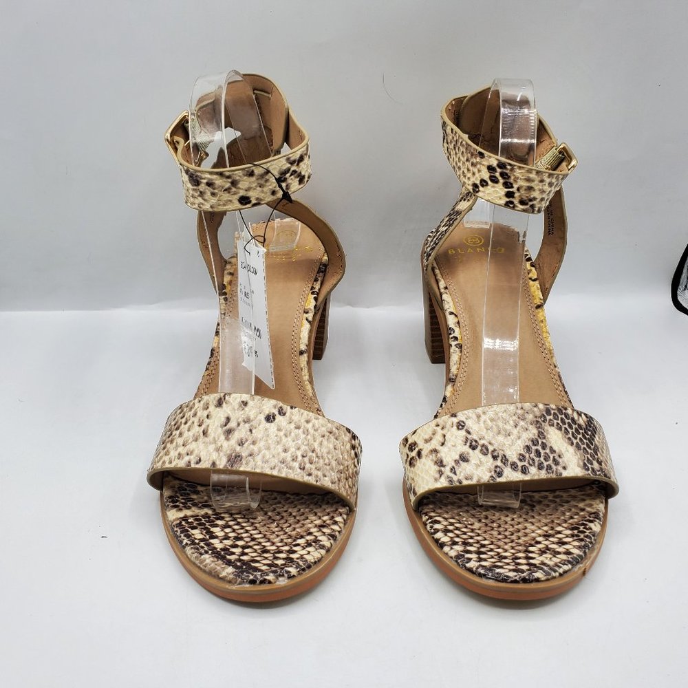 NWT BLANCO FAUX SNAKESKIN ANKLE BUCKLE SANDALS